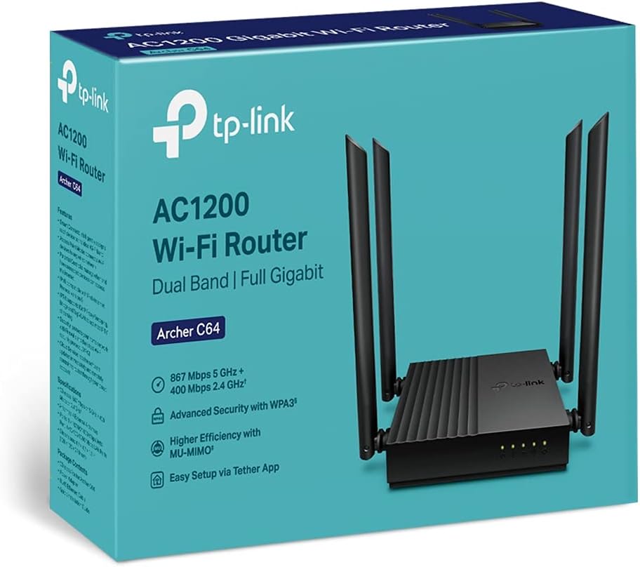 TP-Link AC1200 Dual-Band Gigabit Wi-Fi Router, Wi-Fi Speed up to 1200 Mbps, 4×Gbps LAN Ports