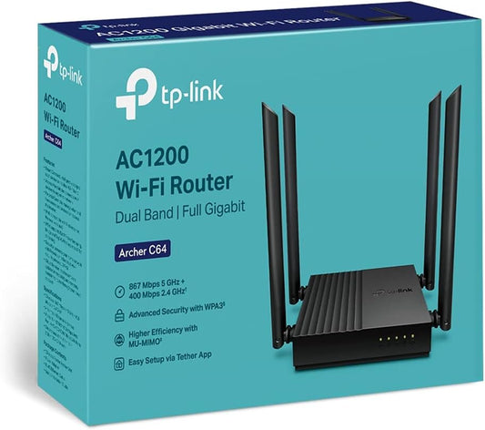 TP-Link AC1200 Dual-Band Gigabit Wi-Fi Router, Wi-Fi Speed up to 1200 Mbps, 4×Gbps LAN Ports