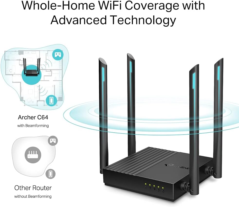 TP-Link AC1200 Dual-Band Gigabit Wi-Fi Router, Wi-Fi Speed up to 1200 Mbps, 4×Gbps LAN Ports