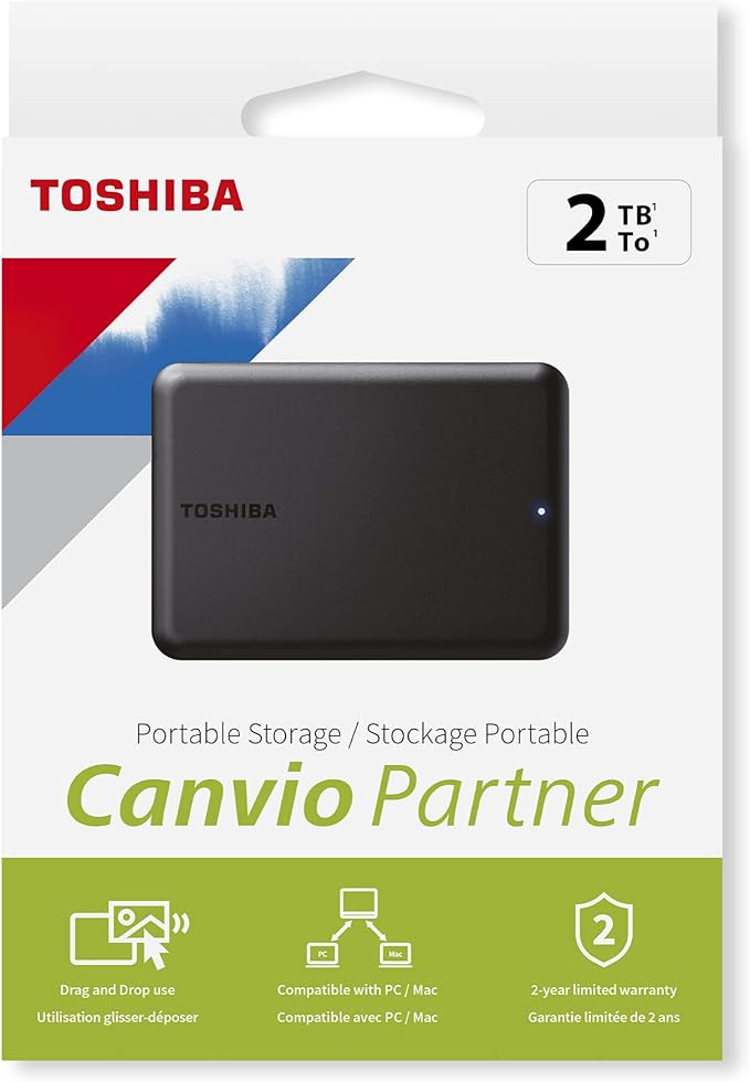 Toshiba Canvio Partner 2TB Portable 2.5" External HDD, USB 3.2 Gen 1,