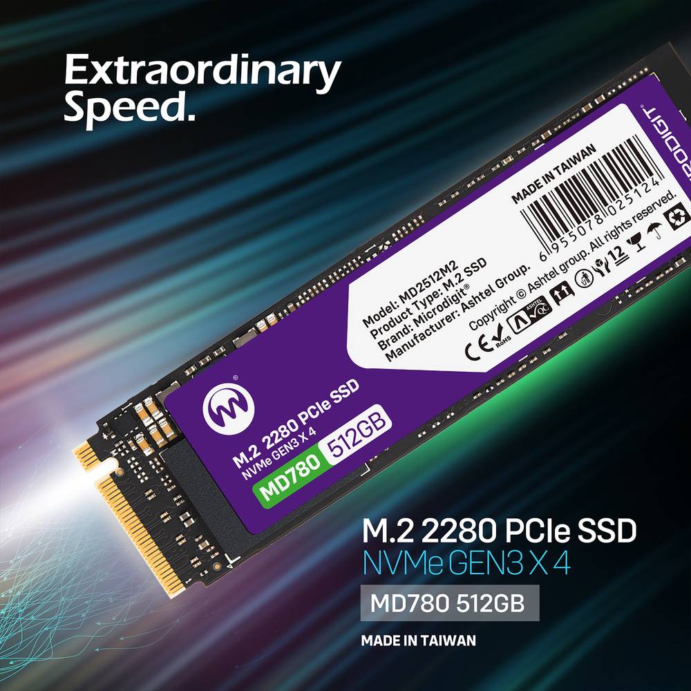 MICRODIGIT M.2 2280 PCIe SSD 512GB - NVMe GEN3 X 4