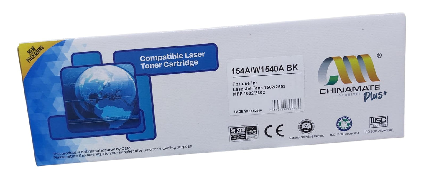 Laserjet tank toner reload 154A BK (black) 1502W/1602W/2602DW | 2500 BK