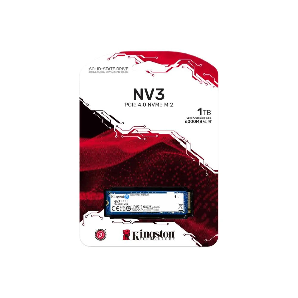 Kingston NV3 NVMe PCIe 4.0 Internal SSD 1TB M.2 2280-SNV3S/1000G