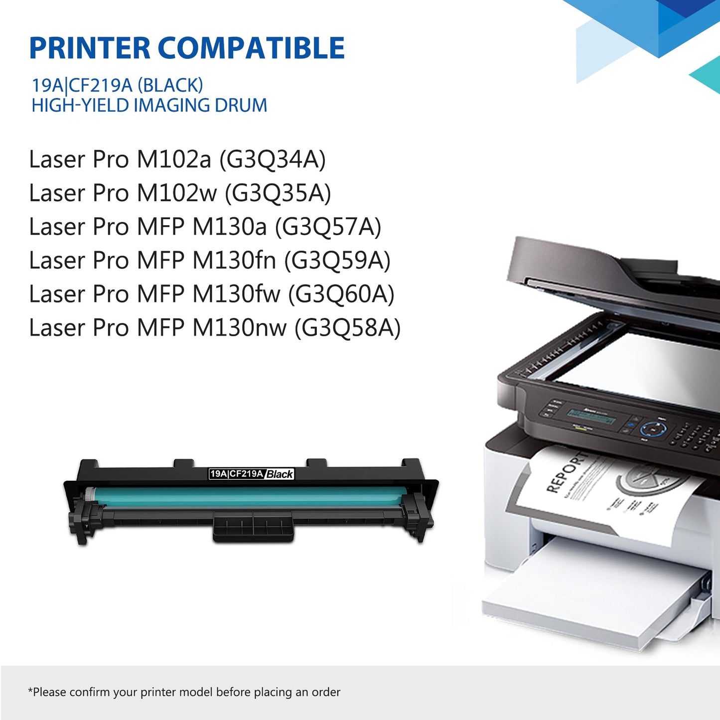 laser Drum cartridge  19A CF219A BK (black) M102/M130fn/M120w/M130fw / M104a/ M104W /M132A /M132nw /M132fn /M132fp /M132fw