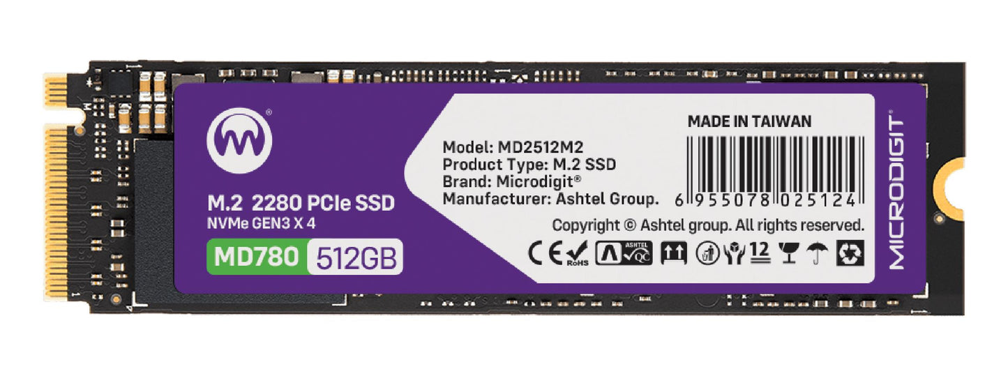 MICRODIGIT M.2 2280 PCIe SSD 512GB - NVMe GEN3 X 4
