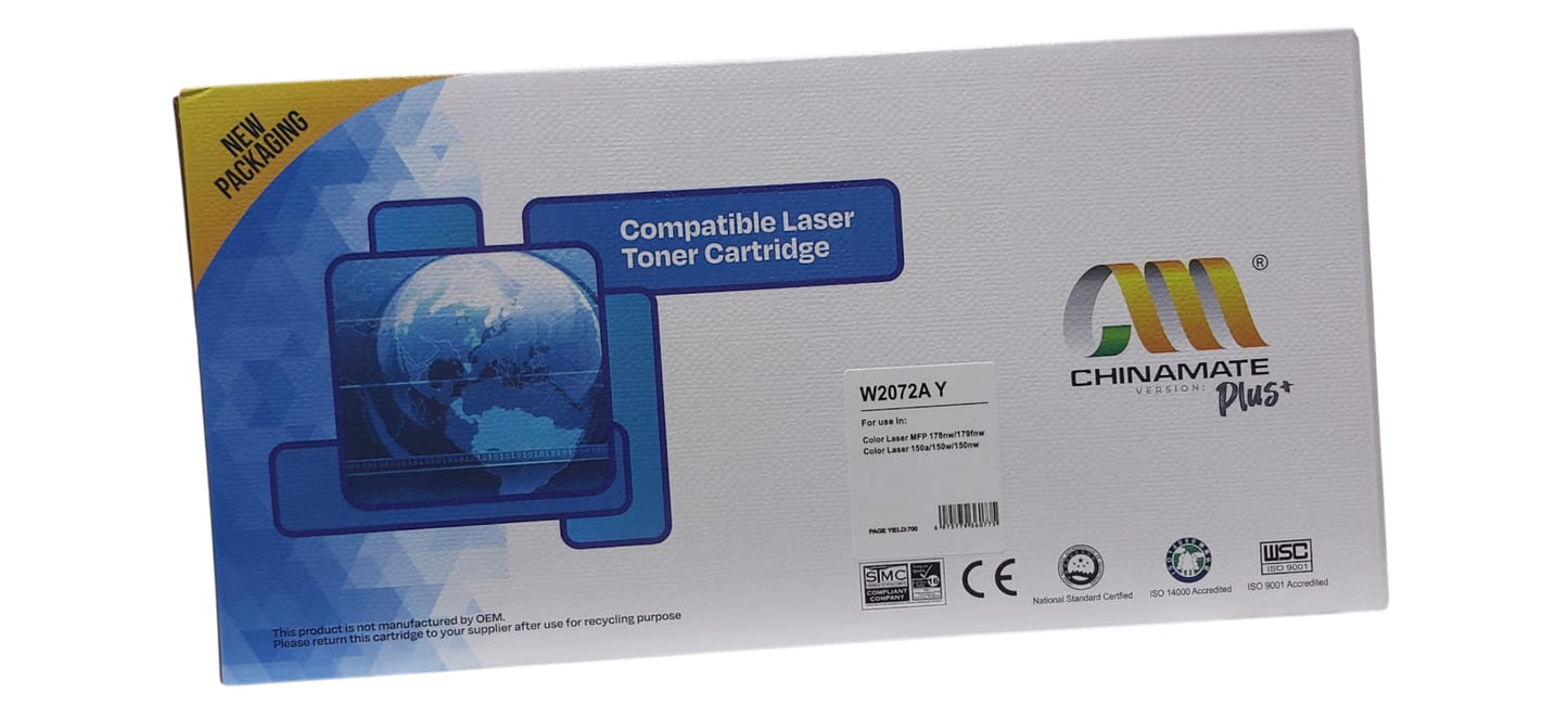 laser toner cartridge W2072A Y (yellow) 150nw 150a MFP 179fnw 178nw 178nwg 179fwg