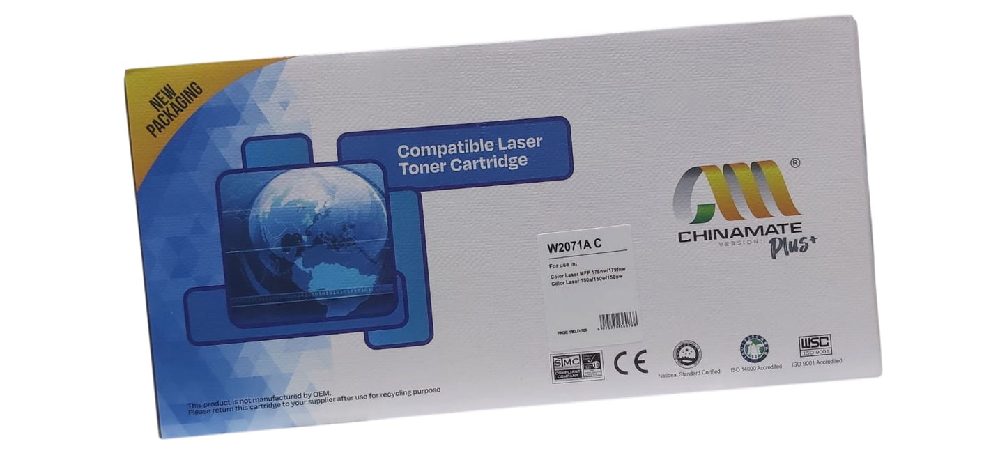 laser toner cartridge W2071A C (cyan)  150nw 150a MFP 179fnw 178nw 178nwg 179fwg